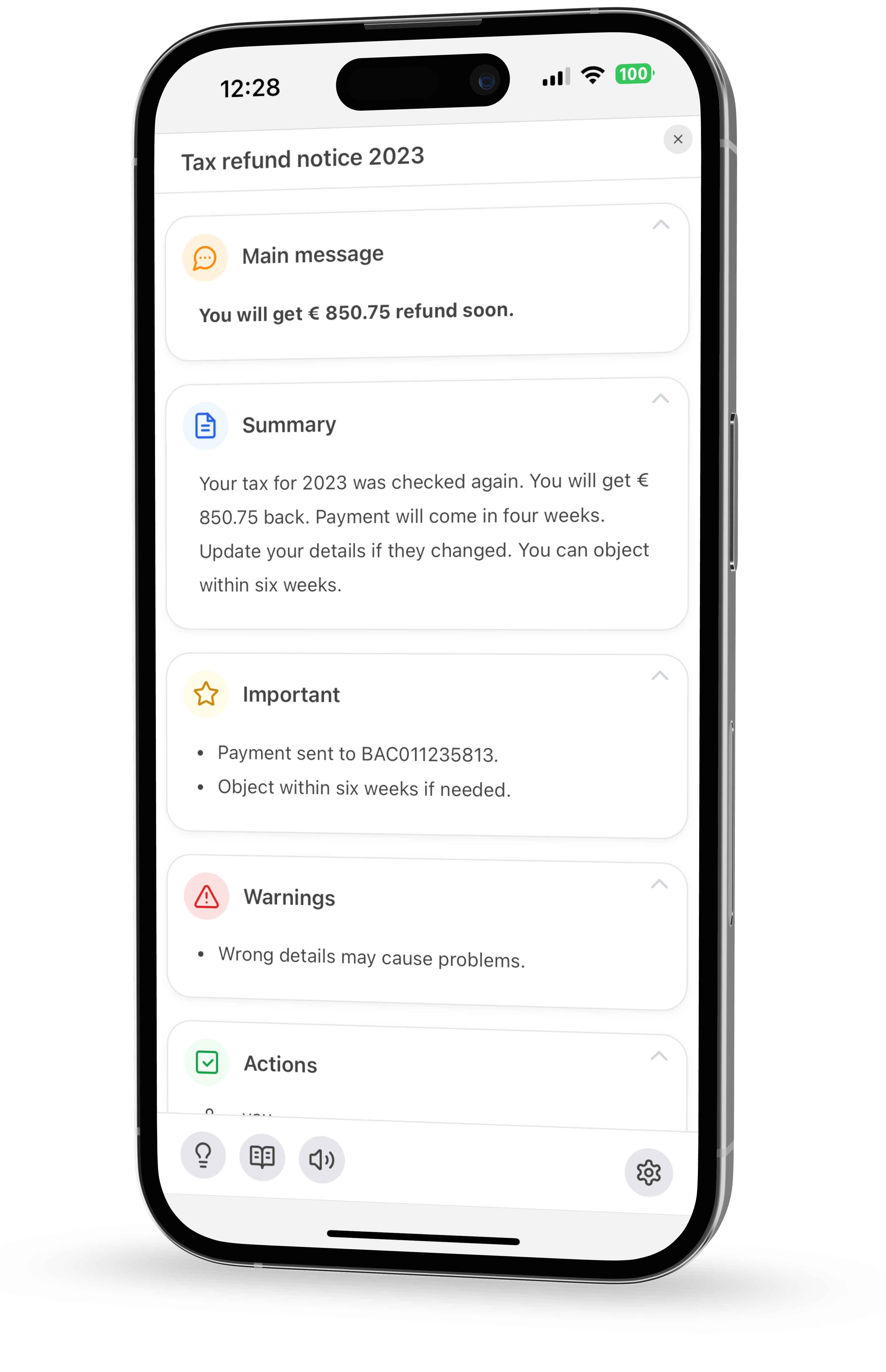 Smart-phone mock-up displaying Capibaira widget